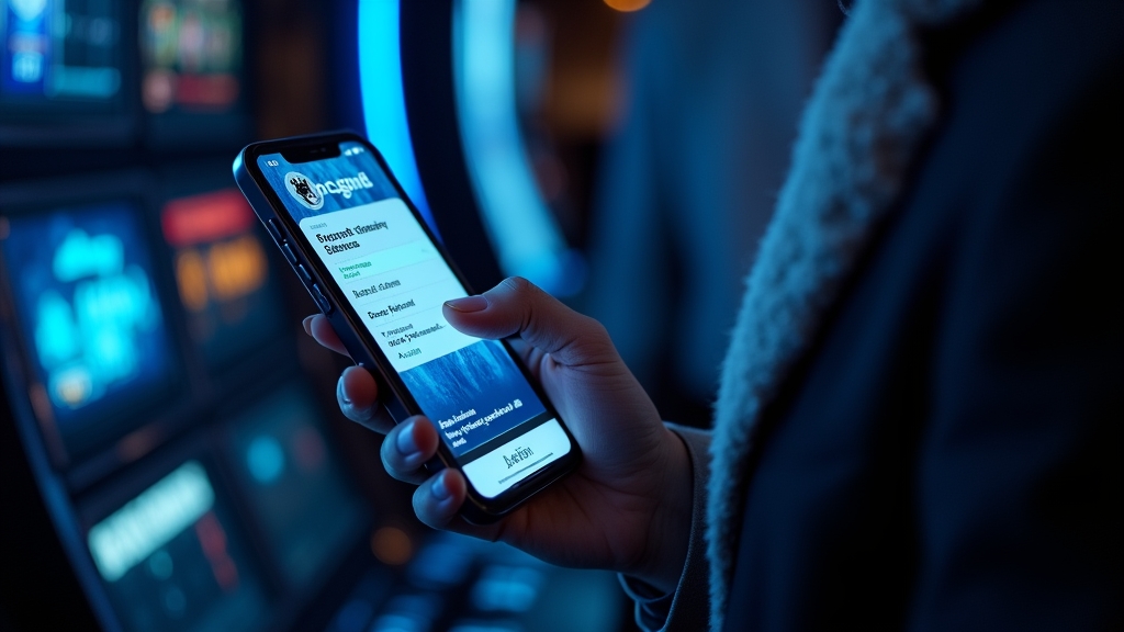 Speler bekijkt een opname in een donker casino met blauw licht